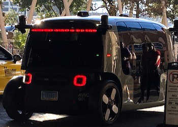 Self Driving Bus Service on the Strip. Zoox. Las Vegas, Nevada.
